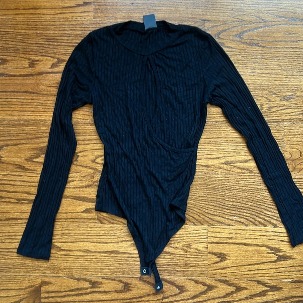 Mystique Boutique Ribbed Long Sleeve Cutout Bodysuit